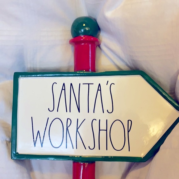 Rae Dunn Santa’s Workshop Direction Ceramic Sign Christmas Decor Seasona… - Picture 2 of 6